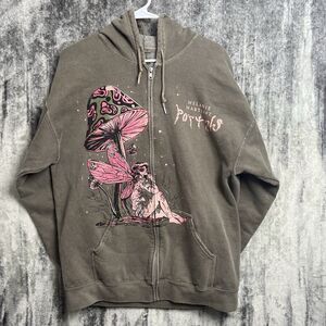Melanie Martinez Portals Fairy Mushroom Hoodie Sweatshirt Green Full Zip Size XL